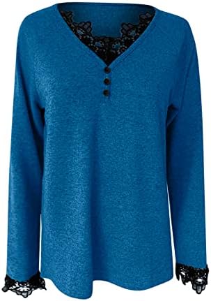 Ženski proljetni džemperi 2022 rukav čipke patchwork V-izrez Knit Top majica casual šave top majica Santa