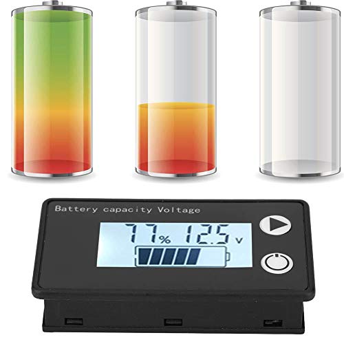 Monitor baterije LCD 12V Digitalni kapacitet baterije Tester litijumske baterije Univerzalni postotak Prikaz voltmetar Indikator napona bijeli + alarm)