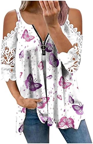 Summer Fall grafički bluza Thirt za dame bez rukava bez rukava od čipke pamuk Vneck zip up