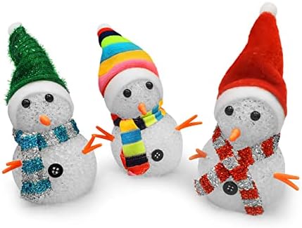 Kovot 7 Svjetla za promjenu boje snijega | Set od 3 mini snjegovića sa šarenim šeširom i šal |