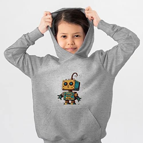 Robot Graphic Dečje Sponge Fleece Hoodie - Predivna dječja kapuljača - Najbolji hoodie za djecu za djecu