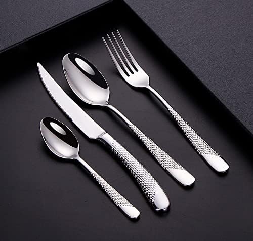 72 hammered silverware Setovi za 18 nehrđajućeg čelika Flatware Set pribor za jelo Setovi za kuhinju vjenčanje restoran uključuju viljuške kašike Knifes Exquisite Tabela Set sa Poklon kutija EVI