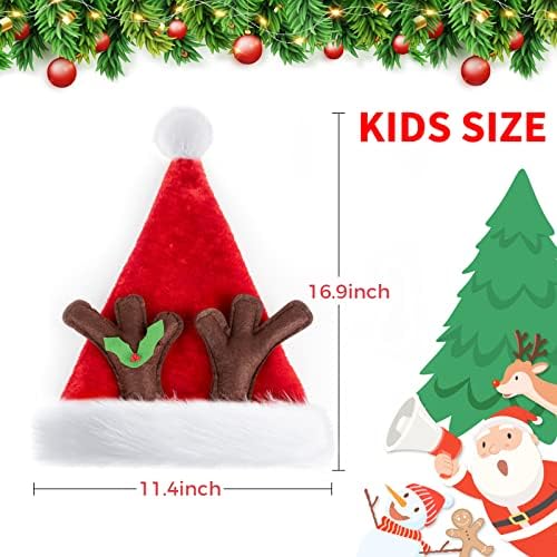 RJVW Božićni šešir, Santa šešir za djecu, šešir za malu djecu Santa Claus, rogovi sobova Unisex baršun