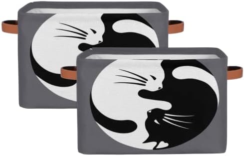 Košarica za pohranu Bin, yin yang tai chi mačka životinja Velika kutija za skladištenje sa ručkom izdržljivo