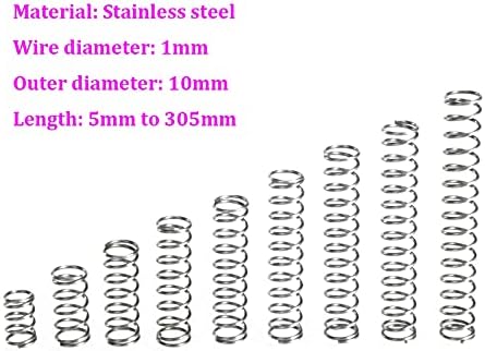 Kompresioni opruge pogodni su za većinu popravke i žica od nehrđajućeg čelika od nehrđajućeg čelika, opružnica od nehrđajućeg čelika 10 mm tlačna opruga dužina 5mm-305mm