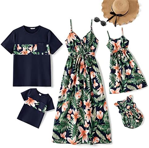 PATPAT family Matching Outfits mama i ja haljine list Print špageti Strap Casual Sleeveless Matching