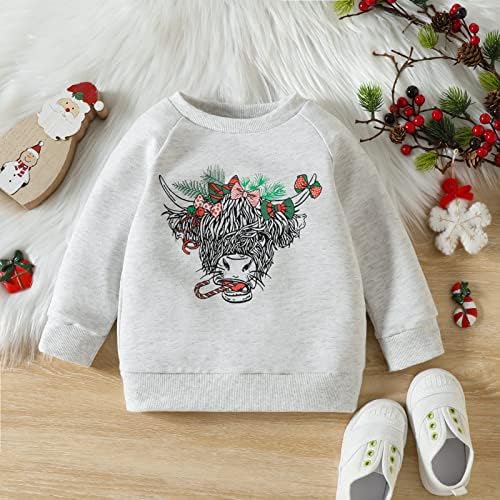 Dječja djeca Dječja djevojka Dječak Božićna odjeća Duks pulover Krava tiskana dugih rukava rođendanska