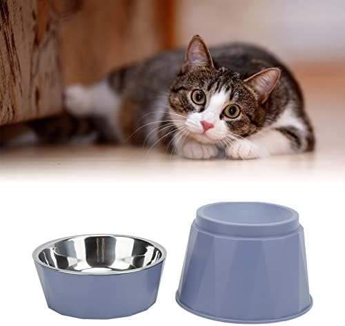 Posuda za hranu za mačke od nerđajućeg čelika posuda za ovratnike za mačke dvostruke odvojene vezice za pse plava