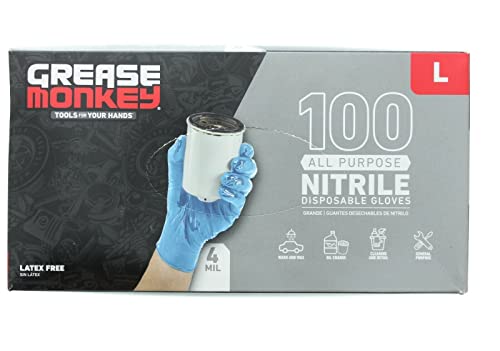 Grease Monkey All Purpose 4 mil debljine jednokratne nitrilne rukavice - 100 tačaka, plave, odgovara