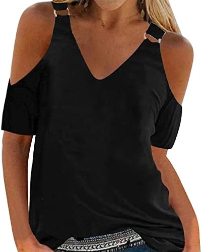 Ženski hladni rame 2023 ljetni casual trendi kratki rukav V izrez T majice cvjetne grafike Tees Slatke Dressy