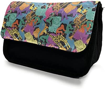 Lunarable Savannah pernica, siluete duginih boja, torba za olovku od tkanine sa dvostrukim patentnim zatvaračem, 8,5 x 5,5, višebojna