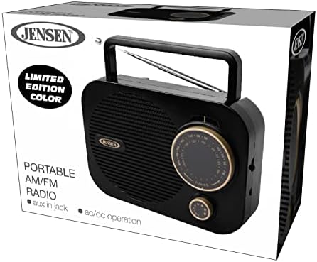 Jensen MR - 550 Gold moderni prijenosni AM / FM Radio, Vintage Retro rotacioni brojčanik sa ugrađenim