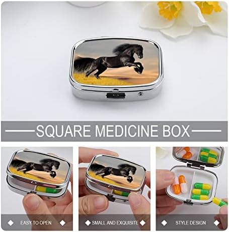 Kutija za pilule životinjski konj za trčanje kvadratnog oblika futrola za tablete za lijekove prenosiva kutija za vitaminske posude Organizator pilula držač za pilule sa 3 pretinca