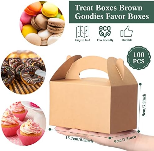 Mimorou 100 kom poslastica kutije Brown Goodies Favor Kraft papir poklon kutija zabat za poklone desert sa kanapima & oznake rođendan vjenčanje Baby Shower Party, 6.2x3.5x3. 5 inča