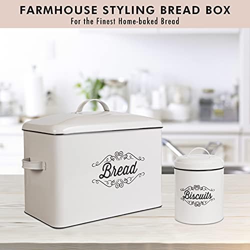 Nonacasa seoska kutija za hleb za kuhinjsku radnu ploču izuzetno velika kutija za hleb posuda za beli hleb sa odgovarajućim limenkama za biskvit u metalu, rustikalne kutije za hleb za kuhinjski pult