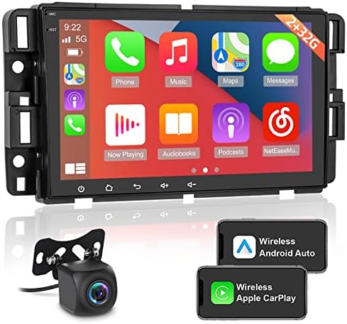 Chevy Silverado Radio 2+32G Android Auto Stereo za GMC Chevrolet Buick Hummer sa bežičnim Apple Carplay i Android Auto 2.5 D ekranom osetljivim na dodir GPS WiFi HiFi + AHD rezervna kamera Mic