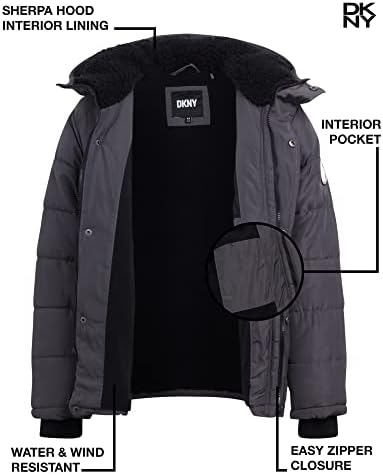 DKNY Boys teška zimska jakna-vodootporna izolovana flisa obložena prošivena Puffer skijaška jakna
