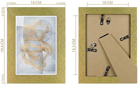 Q.Hou 4x6 okvir za slike Drveni uzorak Zlatni okviri za fotografije paketi 4 sa staklom visoke rezolucije za tablicu ili zidni dekor