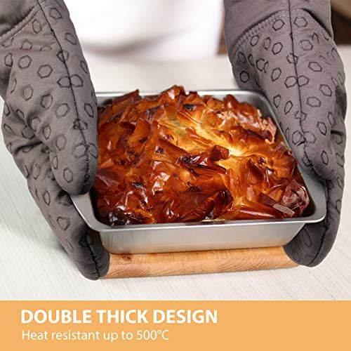 Krider rukavice za rernu i držači za lonce 4kom Set, 500°F neklizajuće silikonske rukavice za kuvanje otporne na toplotu, mekana pamučna podstava sa neklizajućom silikonskom površinom za kuhinju, kuvanje, pečenje