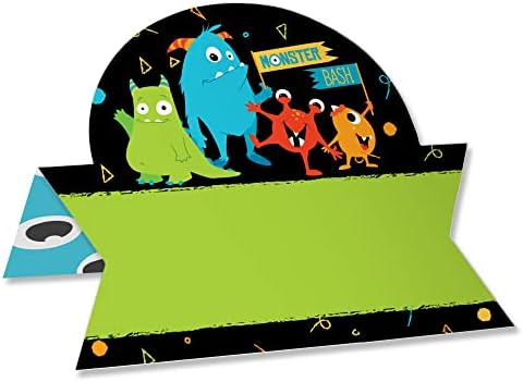 Big Dot of Happiness Monster Bash-Little Monster Rođendanska zabava ili šator za tuširanje beba Buffet kartica - postavka stola ime mjesta kartice-Set od 24 komada