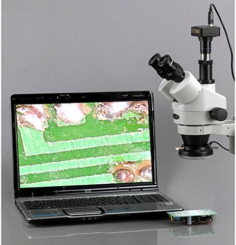 Amscope SM-5ty-FRL profesionalni Trinokularni Stereo Zoom mikroskop, okular WH10x, uvećanje 7X-90X, zum objektiv 0,7 X-4,5 X, fluorescentno prstenasto svjetlo, kuglasto postolje s dvostrukom rukom, uključuje 2,0 X Barlow objektiv