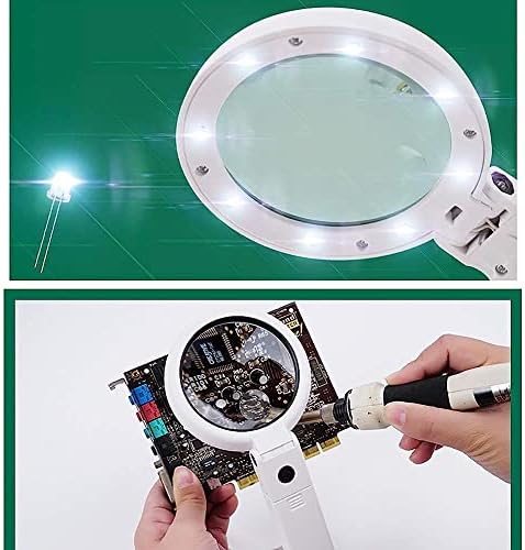 KNOXC LED osvijetljena lupa sa 10x 20x uvećanjem lagana ručna Lupa, za očitavanje inspekcijskog lupa/Bijela
