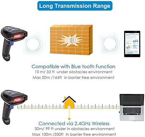 NETUM Bluetooth barkod skener, kompatibilan sa 2.4 G Wireless & Bluetooth funkcija & žičnu vezu, povezivanje Smart Phone, Tablet, PC, CCD čitač Bar kodova rad sa Windows,Mac, Android, iOS
