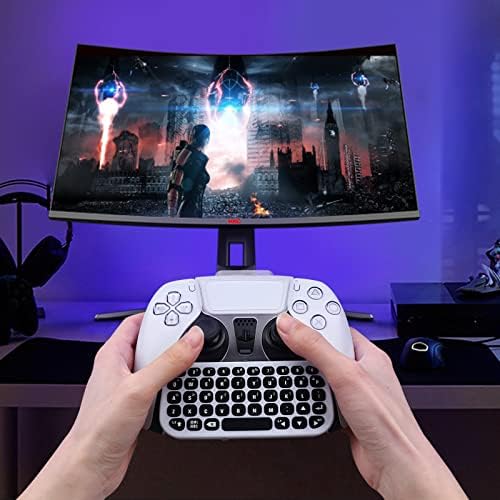 RALAN bežična tastatura za PS5 kontroler, Bluetooth tastatura Gamepad Online Gaming 47 ključna poruka Chatpad Tastatura sa držačem kontrolera Clip & tip C punjač kabl za Playstation 5 kontroler.