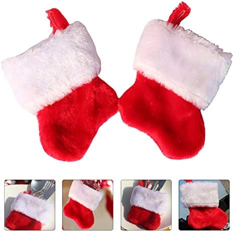 PartyKindom 6kom Božić čarapa pribor za jelo viljuške torbe pliš poklon torbe storage Pouches