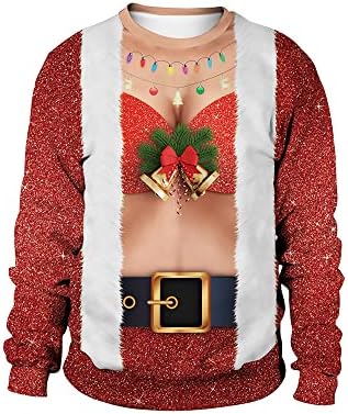 GRAJTCIN Unisex's Funny 3D grafički ružni božićni džemper pulover Dukseri za ružnu božićnu partnu
