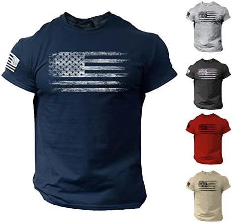 ZHUER 2023 ljetne majice za muškarce Patriotske majice američke zastave kratki rukav grafički Tee Crewneck 4th of July Tshirts Tees