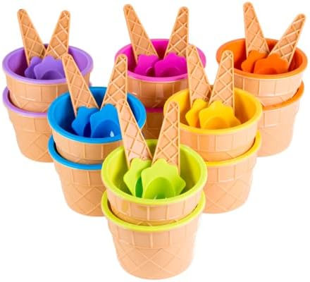 Zelene direktne šolje za sladoled sa kašikama/Velika plastična posuda sa kašikom/desertne Sundae posude za smrznuti