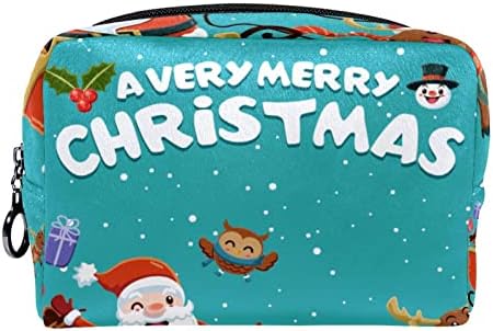 Travel Makeup Torba, kozmetička torba Make up Case za organizator, za žensku torbicu za toaletne potrepštine Oprema Četke, sretan Božić Santa Reindeer kolica