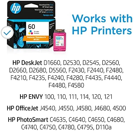 HP 60 trobojni kertridž sa mastilom / radi sa DeskJet D1660, D2500, D2600, D5560, F2400, F4200, F4400, F4580; ENVY 100, 110, 120; PhotoSmart C4600, C4700, D110a serija | CC643WN