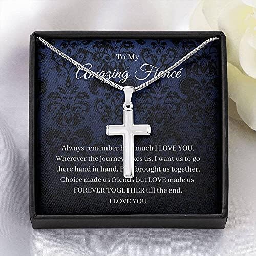 Nakit za poruke, ručno izrađena ogrlica - personalizirana ogrlica križa, do mog verenika poklona, ​​poklon