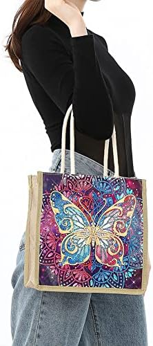 Line Tote Bag, 5D DIY Diamond Painting torbe za višekratnu upotrebu za žene djevojke,izdržljive moderne torbe