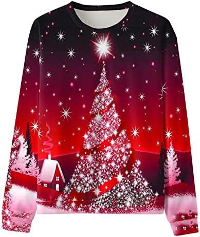 WOCACHI Božić pulover za muškarce, Dugi rukav Božić Santa Claus Print Crew vrat Tops Party Casual dizajner duksevi