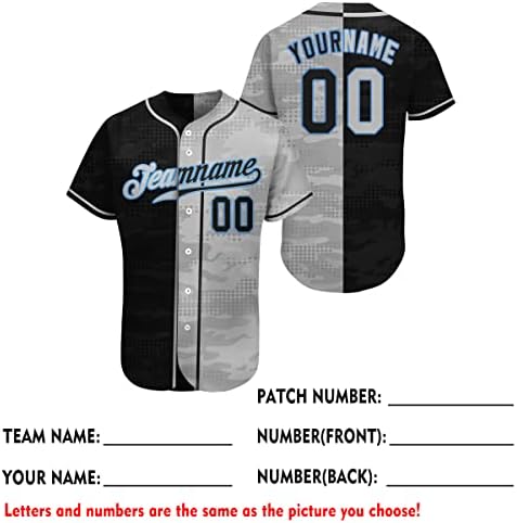 Kamuflažnim prilagođenim bejzbolm dresima Ispis Personalizirani Ime tima & Broj majica dolje majice Baseball