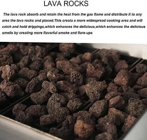 Kitma 48 '' Lava Rock Charroiler - Char za prirodni plin Rock Broiler sa roštiljem - Restoranska oprema za roštilj, 140.000 BTU