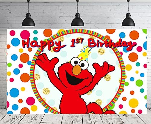 Crvena Elmo pozadina za potrepštine za 1. rođendan 6x4ft Cartoon Banner Street dekoracije