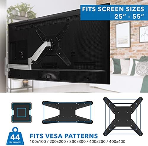 Mount-It! Podesivi nosač televizora sa prorezom od protutelne plinske opružne ruke - Potpuno kretanje Dizajn artikuliranja odgovara ravnim ekranima prikazuje se do VESA 400x400 mm i 44 lbs - srebro