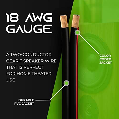 18AWG žica zvučnika, oprema za seriju 18 AWG mjerač žičane žice od velike koristi za zvučnike kućnog bioskopa i zvučnici automobila crni