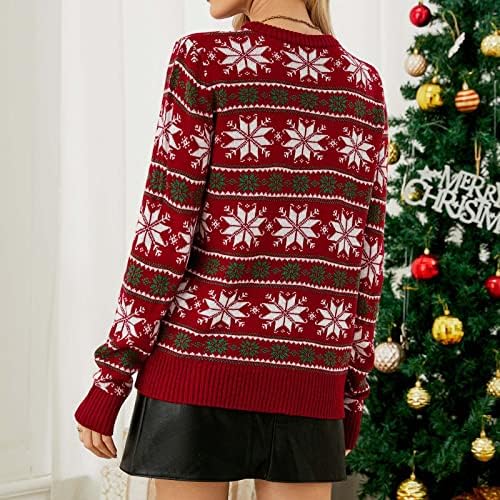 Ženska santa Xmas džemper Print Funny s kapuljač sa kapuljačom pulover Casual Top Slatka estetska