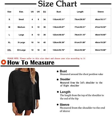 Tifzhadiao prevelika majica za žene, ženski map svjetskih vrhova 3/4 rukavske majice plus veličina labavih
