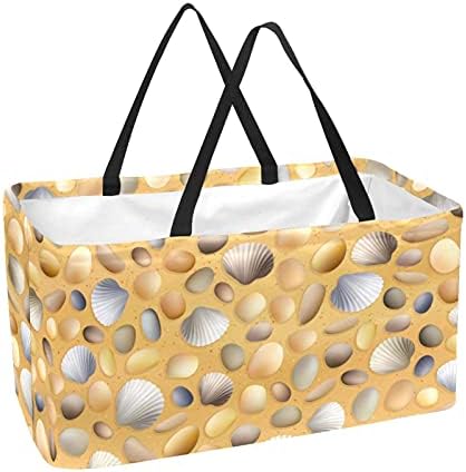 Lorvies Summer Shells Ocean San višekratna sklopiva izdržljiva torba za kupovinu namirnica - velika strukturirana torba za teške uslove rada