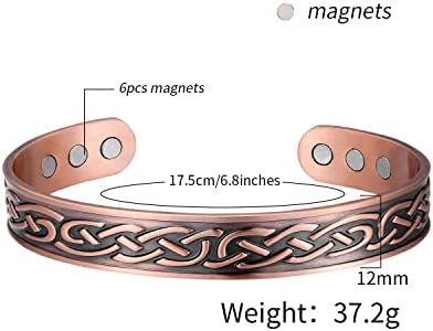Magenergy bakrena narukvica i prstenje za muškarce, 6,8 inča prilagodljivo s 3500Gauss-magneti nakit pokloni