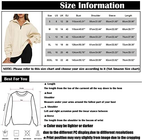 Žene Casual Fashion Hoodie Quarter Zip Graphic Thirt Dugi rukave Prevelike slatke Halloween majice za žene