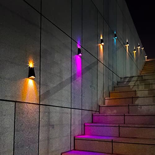 Maixi solarni zidni svjetiljke na otvorenom solarno stubište gore i dolje 7 boja promjena boje vodootporna svjetla za vanjsku strahu za bager za bačvarnog garažnog puta
