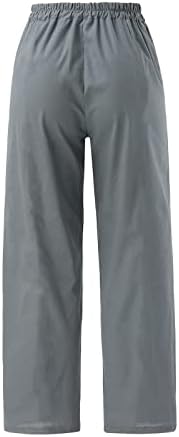 Široke pantalone za noge za žene Ženske uljuđene boje Casual Hlače Cvjetni otisci pantalone elastični džepovi