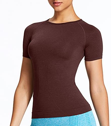 Aoxjox ženska vježba Vital kratki rukav bešavni usjev top yoga teretana Sportska majica majica